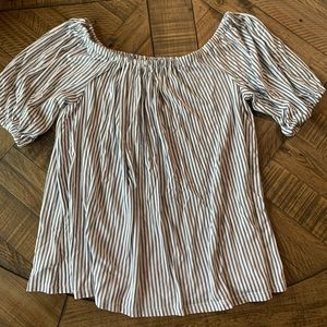 Loft Off Shoulder Pinstripe Top